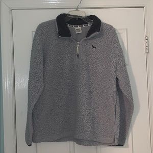 Grey Fleeced Quarter-zip Sweatshirt from PINK!